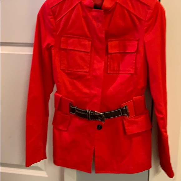Zara Basic cerise red military style spring jacket - Picture 2 of 4